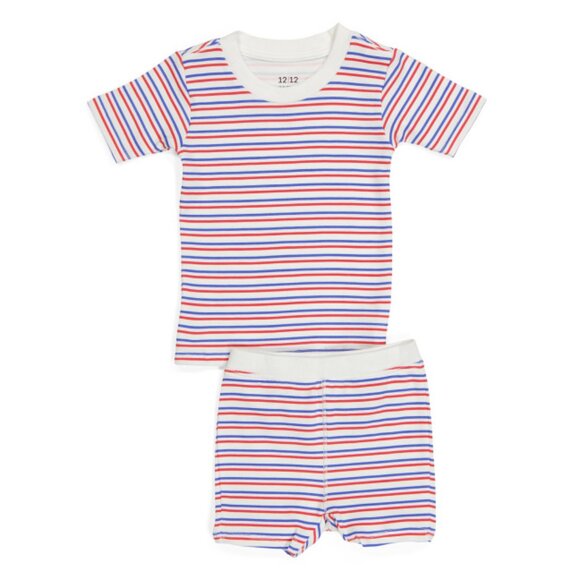 1212 multi Infant And Toddlers 2pc Striped Short Sleeve Pajama Set - Picture 1 of 2